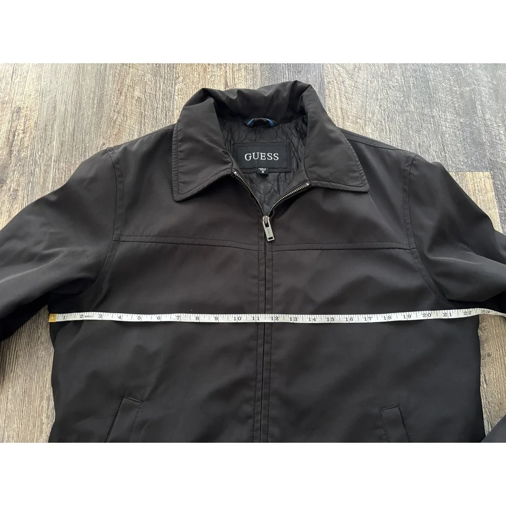 Guess Mens Black Harrington Jacket Full Zip Quilted Lined Coat Medium‎